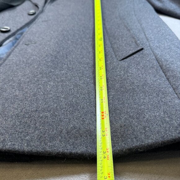 Men's Michael Kors Charcoal Gray Wool Blend Car Coat Overcoat XL Striped Scarf - Picture 8 of 15